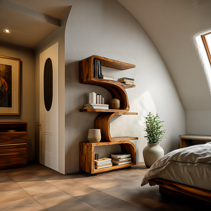 Organic Curved Wooden Bookshelf For Home Decor Kitchnce