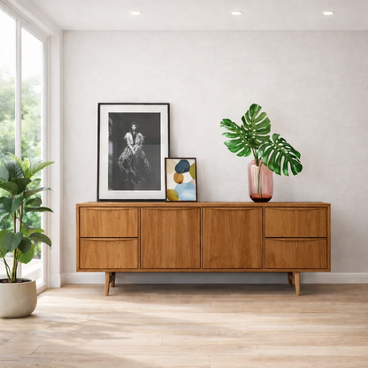 Mid Century Modern Sideboard Cabinet with Drawers – Sleek Storage Console