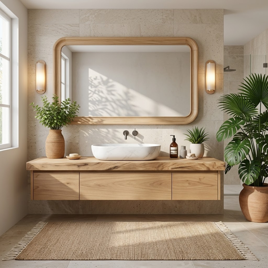 Modern Floating Vanity with Storage, Wall-Mounted Oak Bathroom Cabinet, Minimalist Design Kitchnce