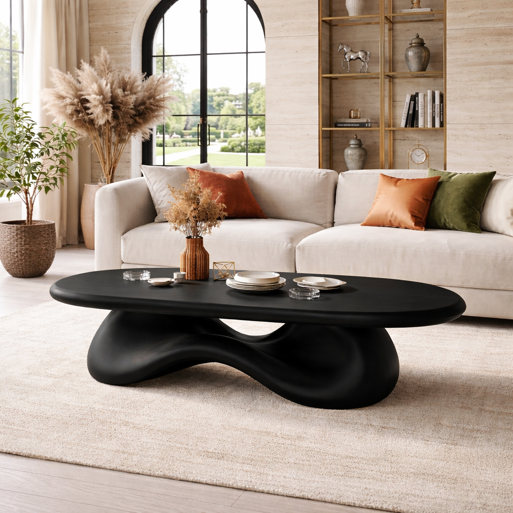 Modern Wooden Coffee Table with Elegant Curved Design