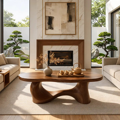 Unique Sculptural Coffee Table, Handcrafted Natural Wood Design for Living Room Kitchnce