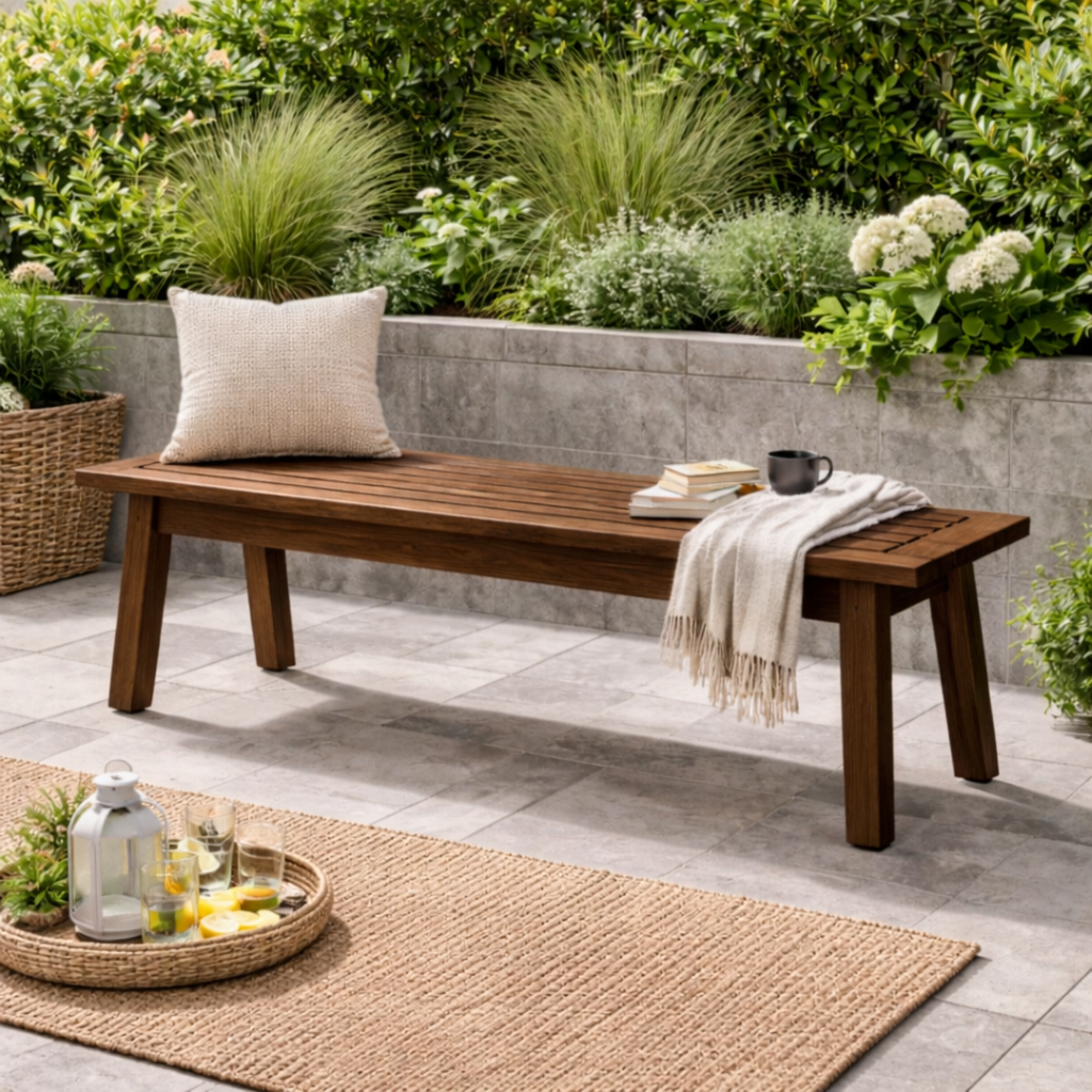 Outdoor Solid Wood Entryway Bench | Modern Patio & Garden Bench with Storage Kitchnce
