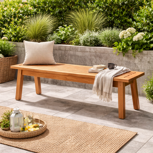 Outdoor Solid Wood Entryway Bench | Modern Patio & Garden Bench with Storage Kitchnce