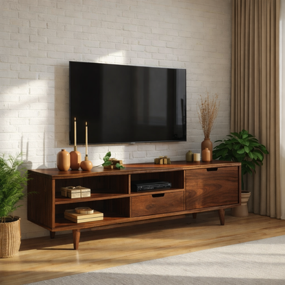 Solid Wood TV Stand Mid Century Media Console Modern Entertainment Center Cabinet Kitchnce