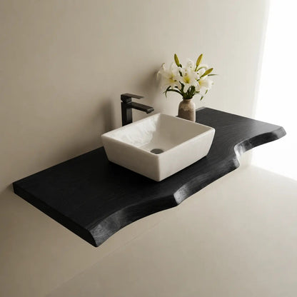 Live Edge Vanity Shelf | Solid Wood Floating Bathroom Countertop Kitchnce