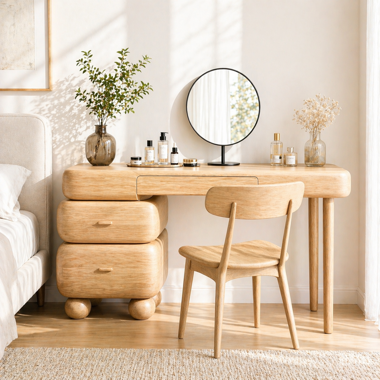 Modern Makeup Vanity Desk With Drawers Dressing Table Bedroom Beauty Station Set