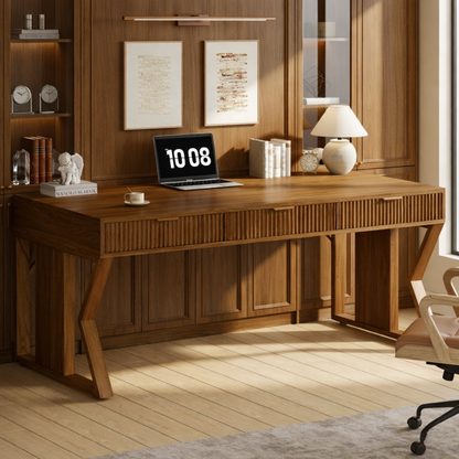 Modern Executive Writing Desk, Large Office Table, Home Study Work Desk with Clean Lines
