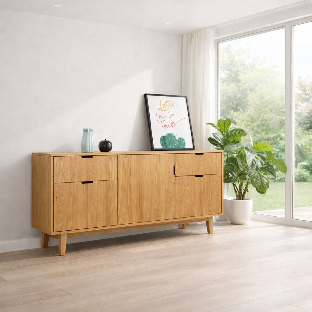 Contemporary Sideboard Cabinet with Hidden Storage – Sleek Living Room Console