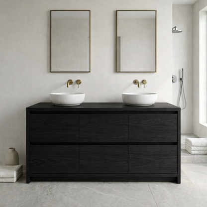 Solid Wood Bathroom Vanity Cabinet Double Sink Base Modern Storage Unit