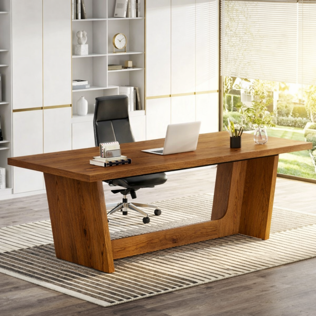 Modern Executive Desk with V Shaped Base Large Home Office Work Table