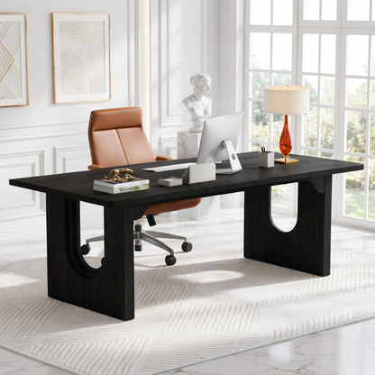 Modern Executive Desk with Sculptural Base Home Office Work Table