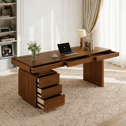 Large Executive Desk with Drawers, Modern Office Work Table, Home Office Writing Desk