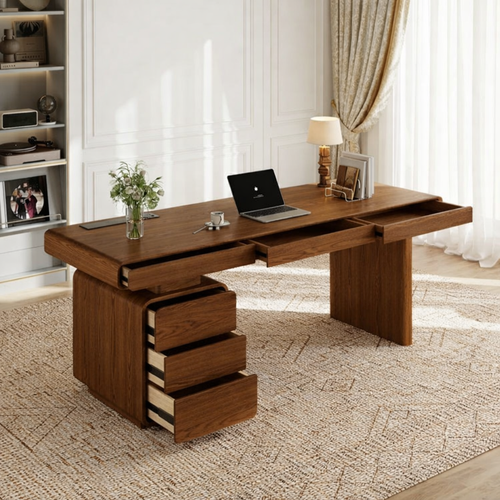 Large Executive Desk with Drawers, Modern Office Work Table, Home Office Writing Desk
