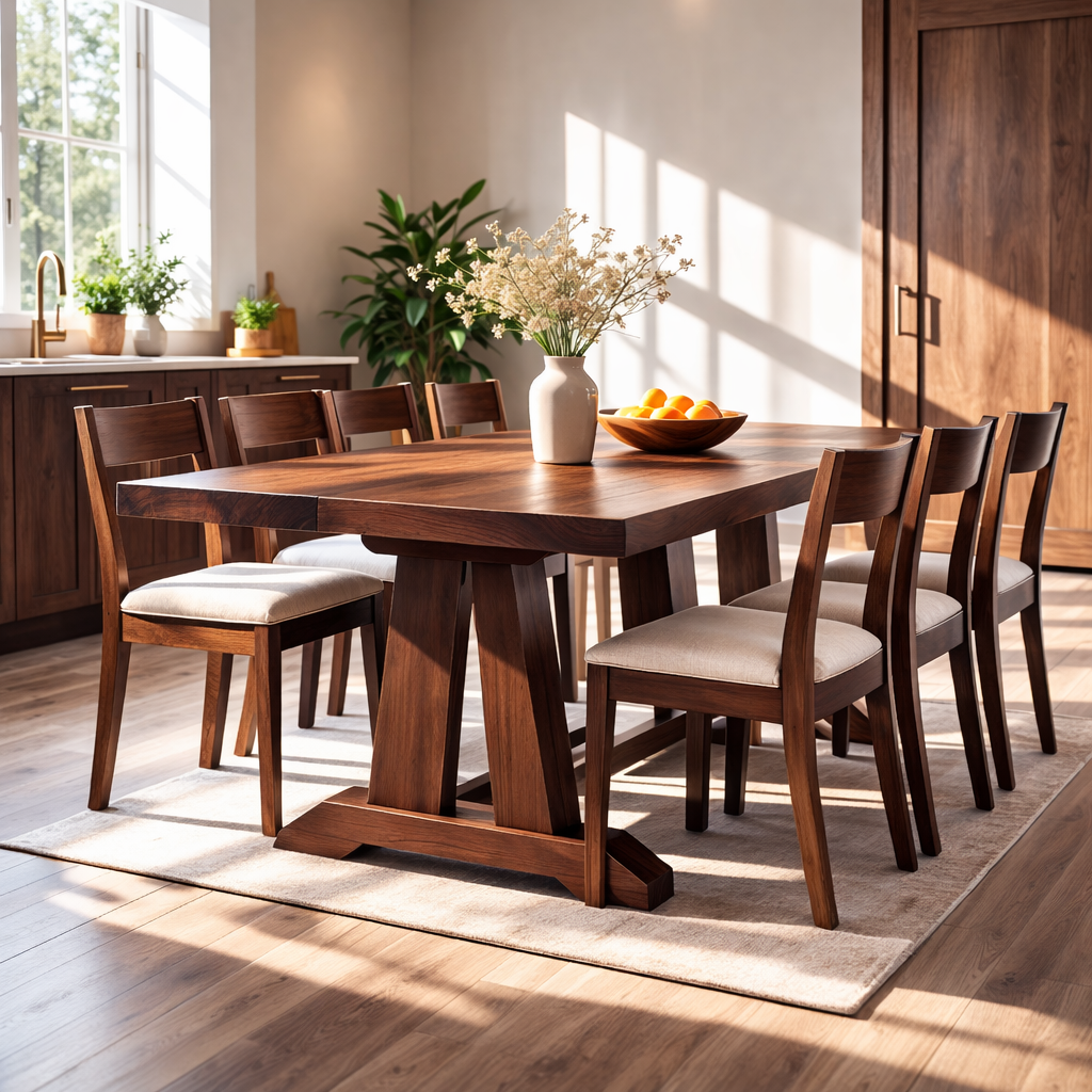 Handcrafted Solid Wood Dining Table – Live Edge Kitchen Table with Artisan Joinery Base