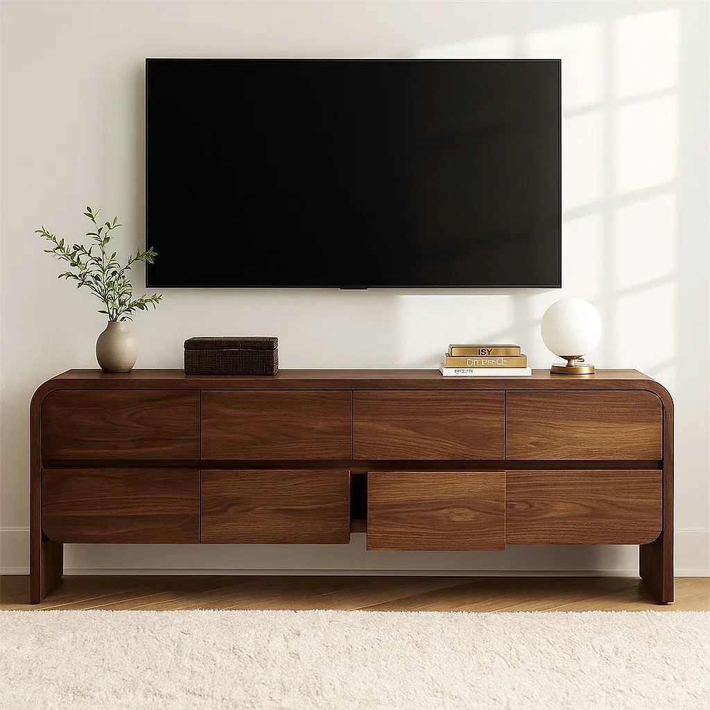 Modern Wood TV Stand With Storage Drawers Long Media Console Minimalist Entertainment Center Kitchnce