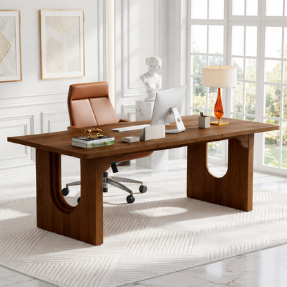 Modern Executive Desk with Sculptural Base Home Office Work Table