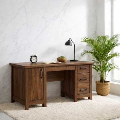 Modern Home Office Desk with Storage Drawers Wooden Writing Table Workstation