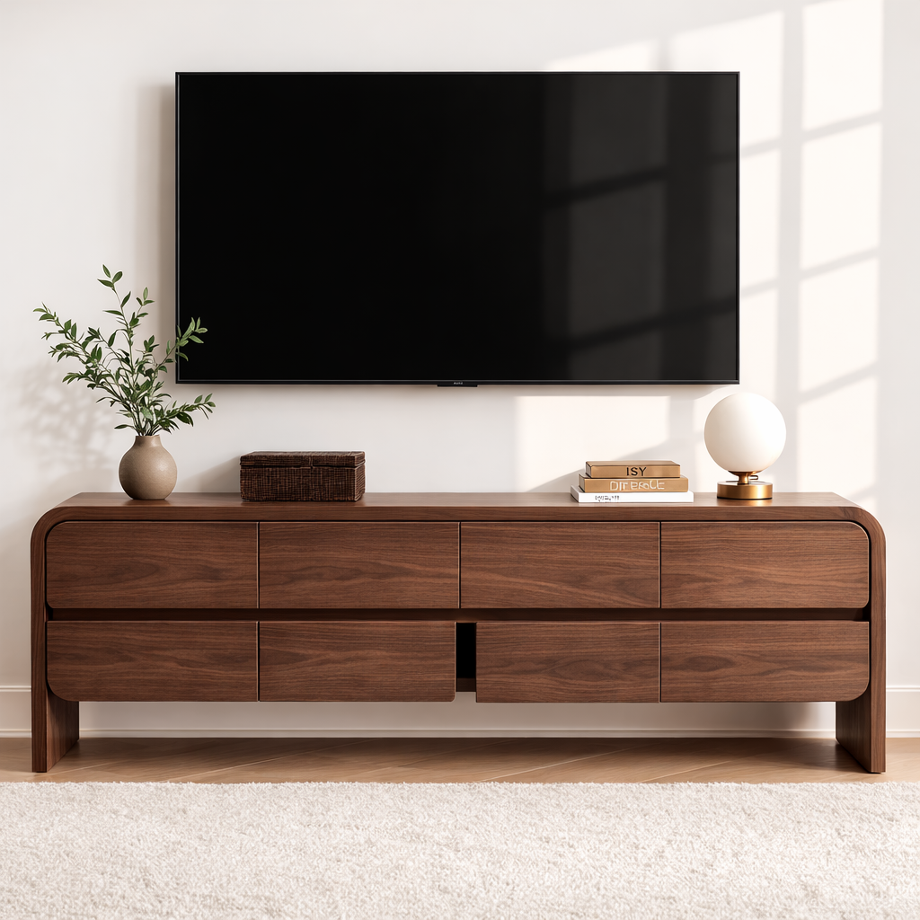 Modern Wood TV Stand With Storage Drawers Long Media Console Minimalist Entertainment Center Kitchnce