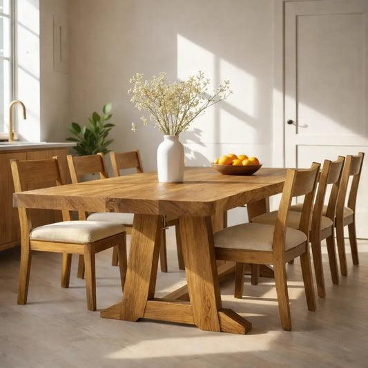 Handcrafted Solid Wood Dining Table – Live Edge Kitchen Table with Artisan Joinery Base Kitchnce