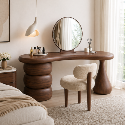 Modern Makeup Vanity Desk With Mirror Sculptural Dressing Table Bedroom Furniture Set