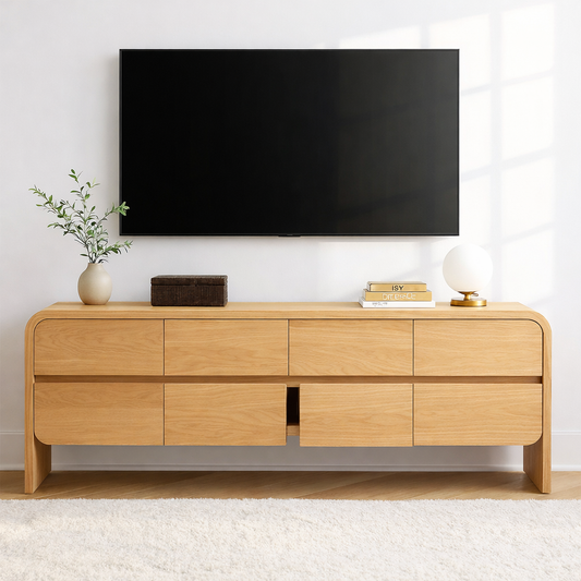 Modern Wood TV Stand With Storage Drawers Long Media Console Minimalist Entertainment Center Kitchnce