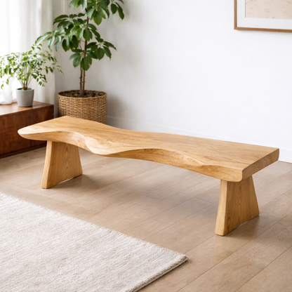 Live Edge Solid Wood Bench – Natural Wood Rustic Entryway Seating Bench Kitchnce