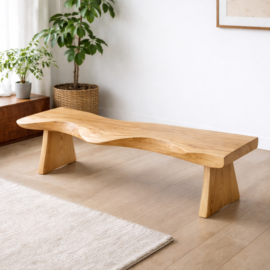 Live Edge Solid Wood Bench – Natural Wood Rustic Entryway Seating Bench Kitchnce