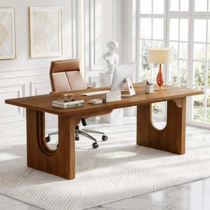 Modern Executive Desk with Sculptural Base Home Office Work Table