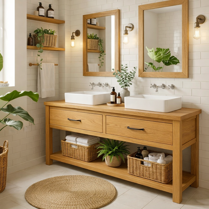 Modern Farmhouse Bathroom Vanity Cabinet Double Sink Base Wood Bathroom Console Storage Kitchnce
