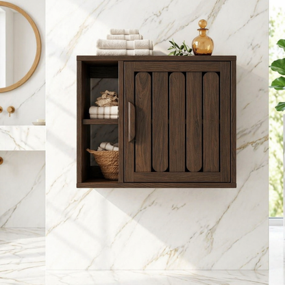 Floating Bathroom Cabinet, Modern Wall Mounted Vanity Storage Shelf Organizer Unit