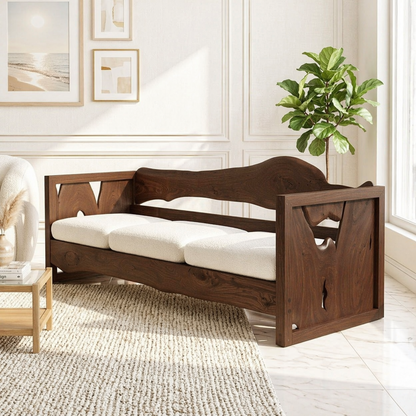 Organic Modern Wooden Sofa, Minimalist Daybed Couch for Elegant Modern Interiors