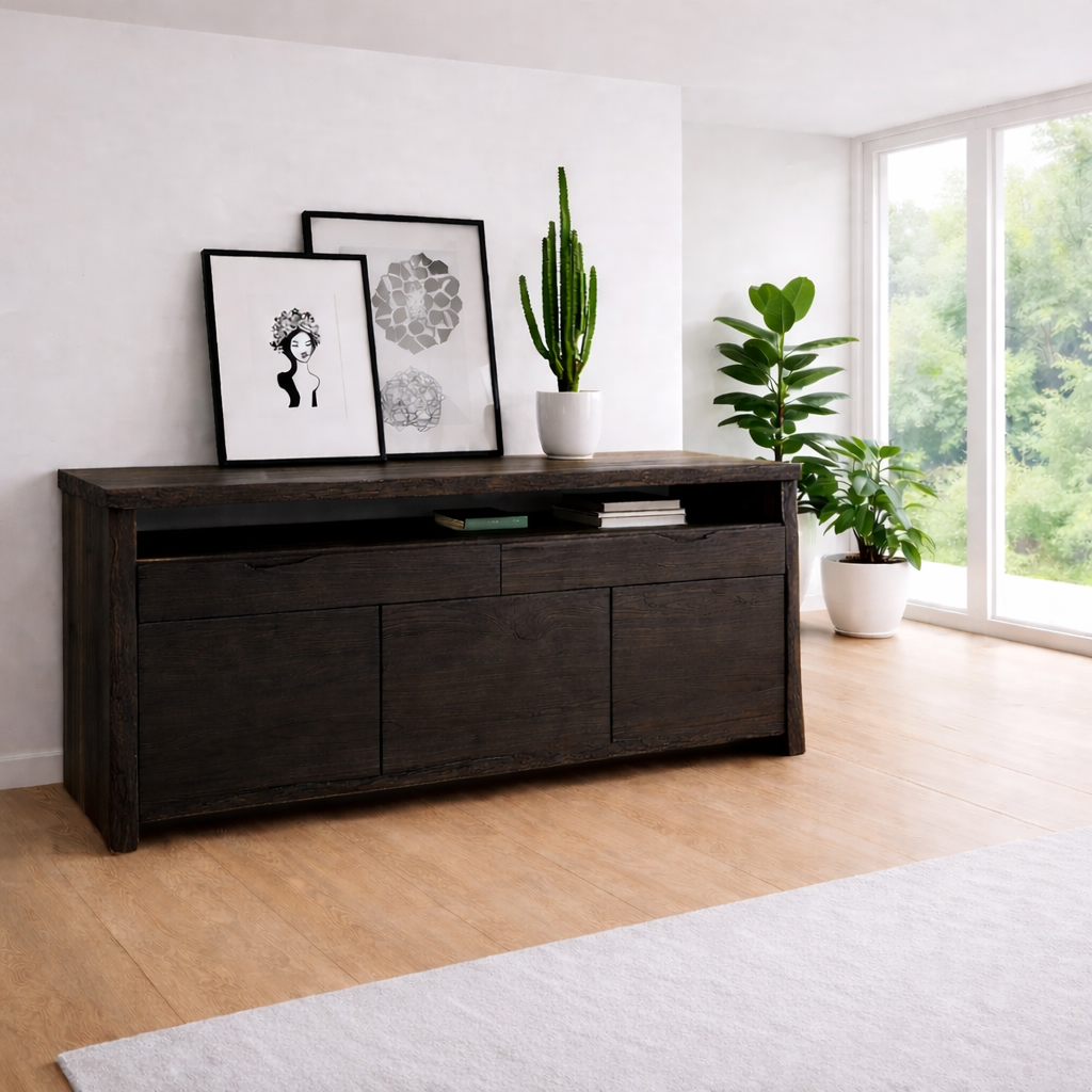 Modern Sideboard Cabinet with Open Shelf – Minimalist Storage Console
