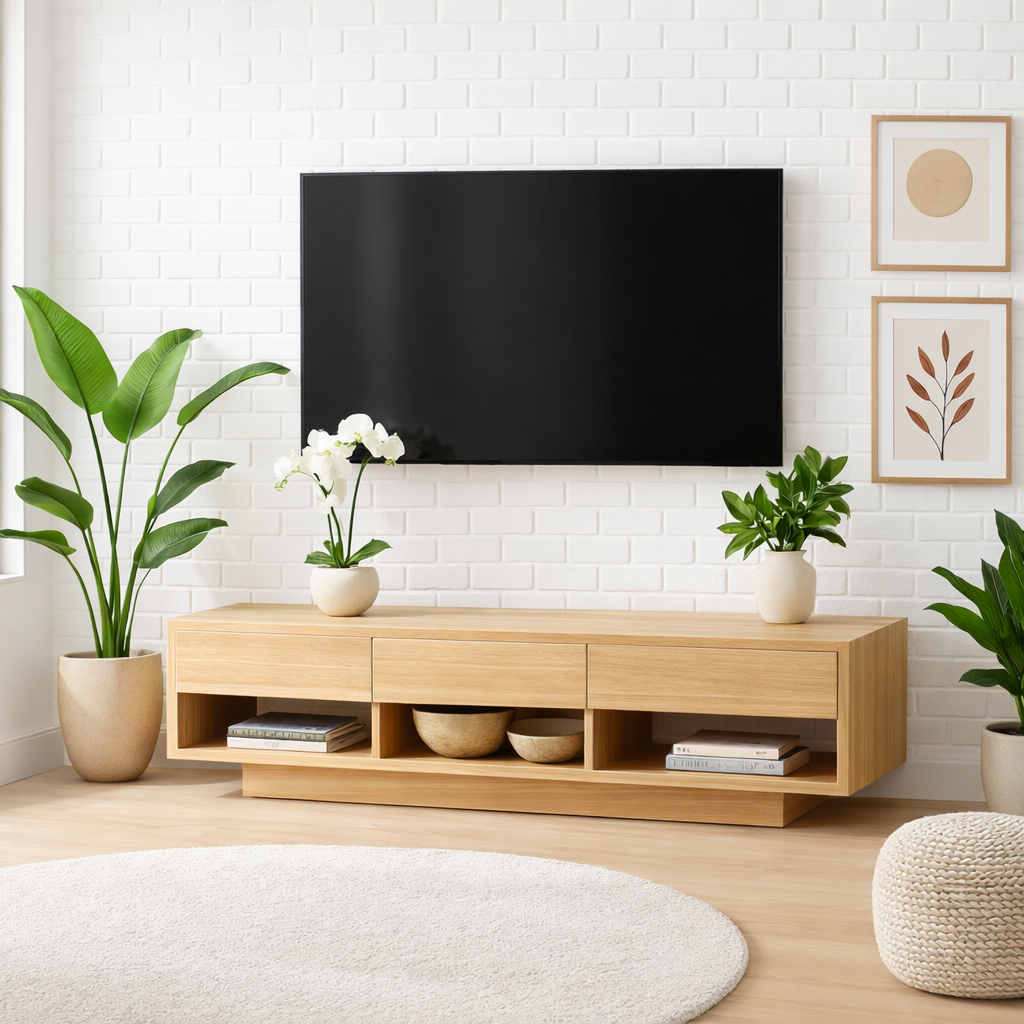 Mid Century Solid Wood TV Stand Modern Media Console Low Entertainment Center Cabinet Kitchnce