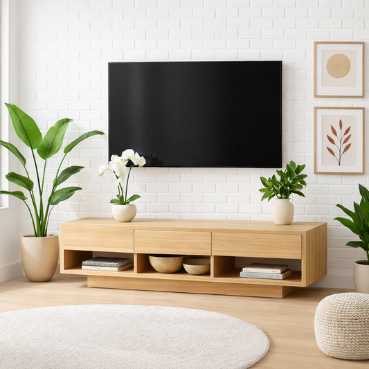 Mid Century Solid Wood TV Stand Modern Media Console Low Entertainment Center Cabinet Kitchnce