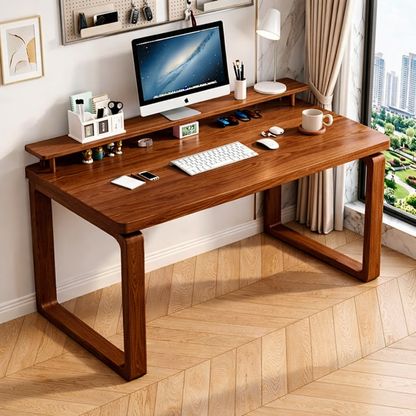 Modern Writing Desk with Monitor Stand, Minimalist Home Office Computer Table