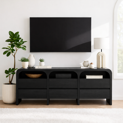 Modern Minimalist Wood TV Stand With Drawers Long Media Console Storage Cabinet Kitchnce