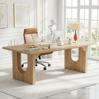 Modern Executive Desk with Sculptural Base Home Office Work Table