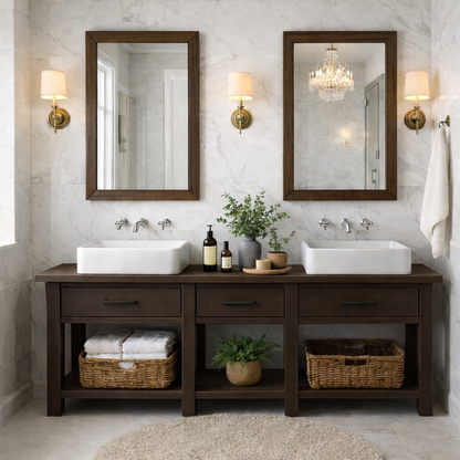 Modern Farmhouse Double Bathroom Vanity Cabinet Wood Vanity Base With Drawers Storage Kitchnce