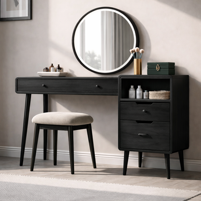 Handcrafted Solid Wood Makeup Vanity with Storage – Minimalist Modern Design