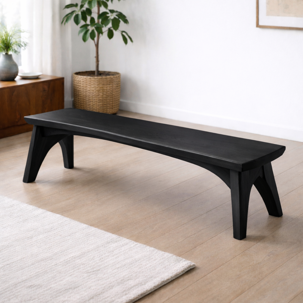 Solid Wood Dining Bench – Modern Rustic Wooden Seating Bench for Entryway or Dining Room Kitchnce