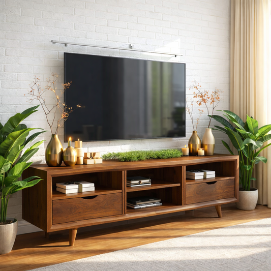 Mid Century TV Stand Solid Wood Media Console Modern Entertainment Center Cabinet Kitchnce