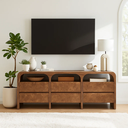 Modern Minimalist Wood TV Stand With Drawers Long Media Console Storage Cabinet Kitchnce