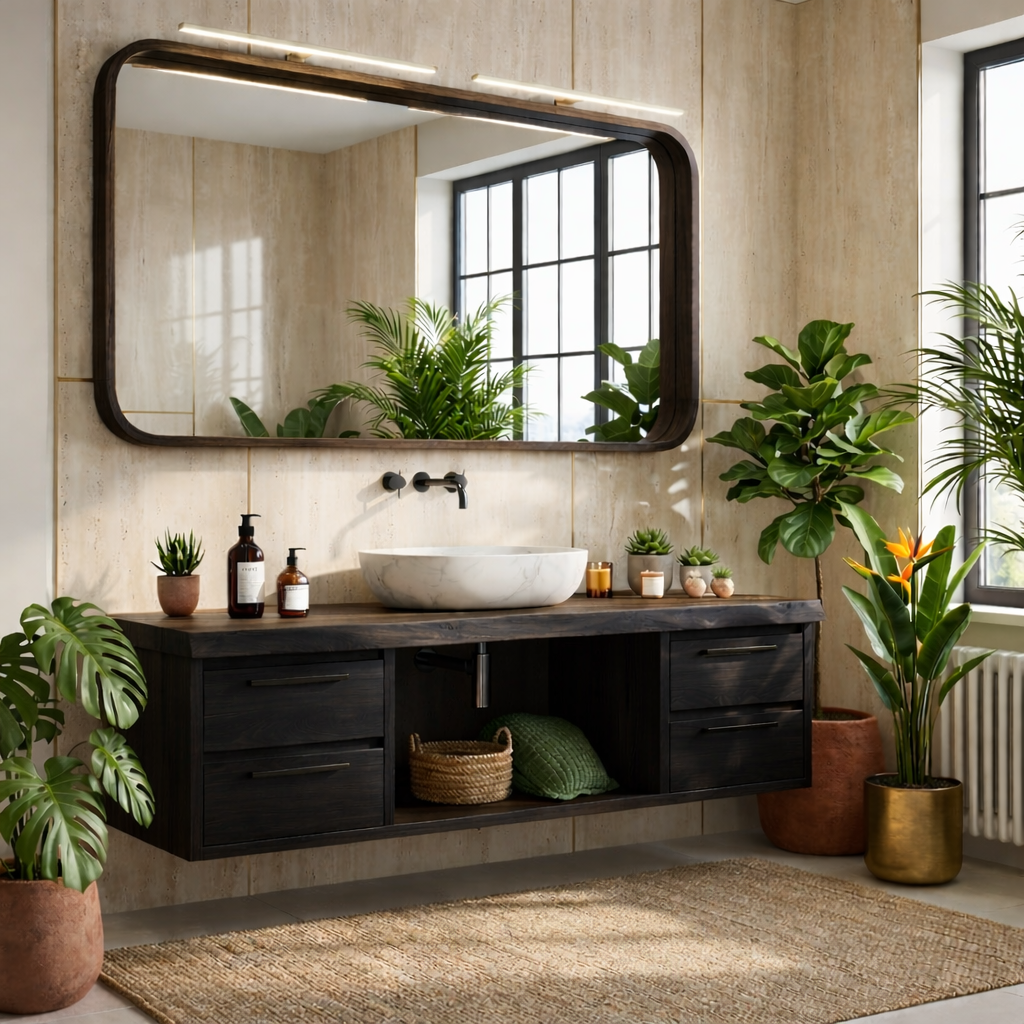 Floating Bathroom Vanity with Natural Wood Finish and Modern Design, Stylish Storage Solution Kitchnce