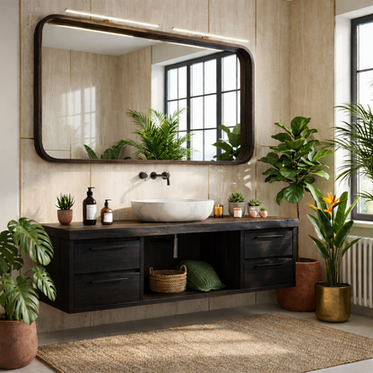 Floating Bathroom Vanity with Natural Wood Finish and Modern Design, Stylish Storage Solution Kitchnce