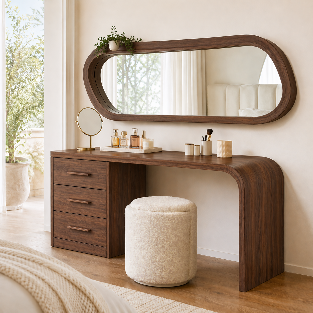 Modern Makeup Vanity Desk With Mirror Drawers Dressing Table Bedroom Furniture Set
