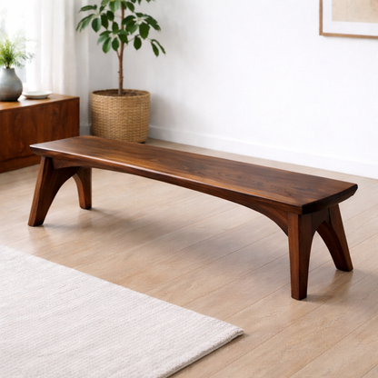 Solid Wood Dining Bench – Modern Rustic Wooden Seating Bench for Entryway or Dining Room Kitchnce
