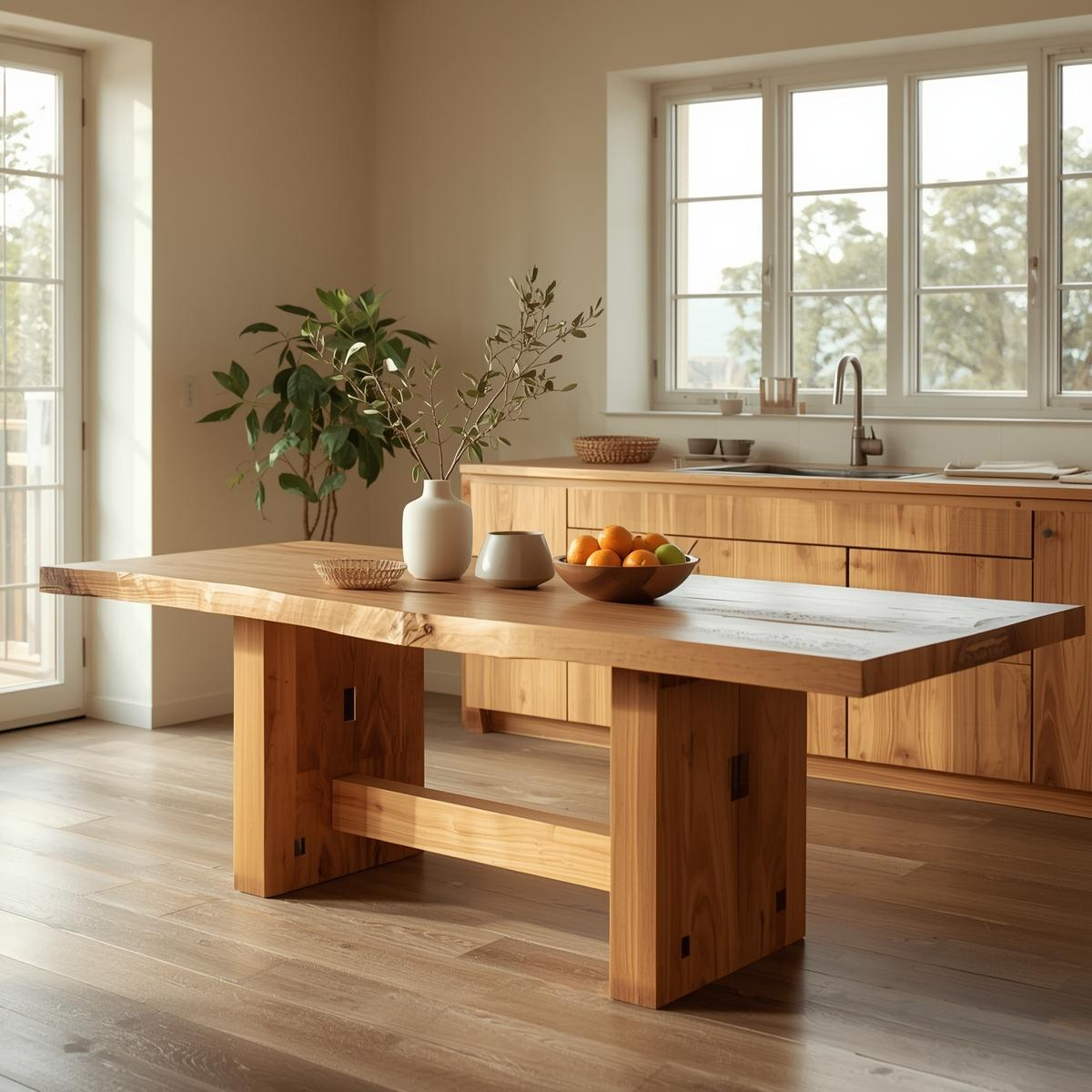 Modern Trestle Dining Table for Kitchen Dining Room Large Minimalist Dining Furniture