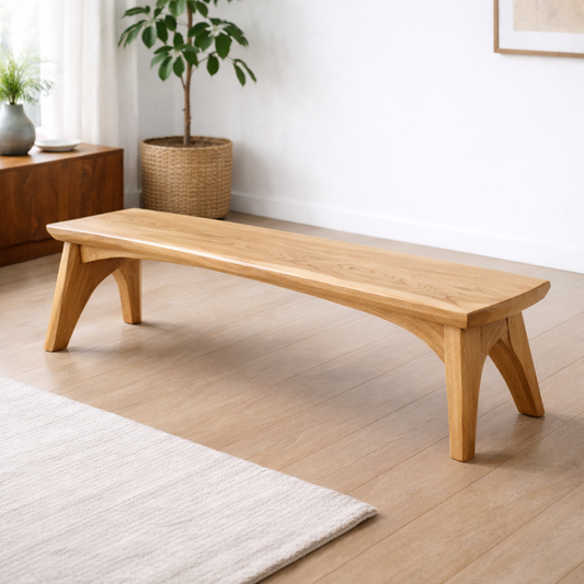 Solid Wood Dining Bench – Modern Rustic Wooden Seating Bench for Entryway or Dining Room Kitchnce