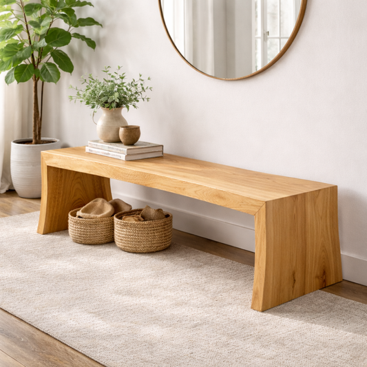Live Edge Solid Wood Entryway Bench | Modern Organic Design with Natural Finish Kitchnce