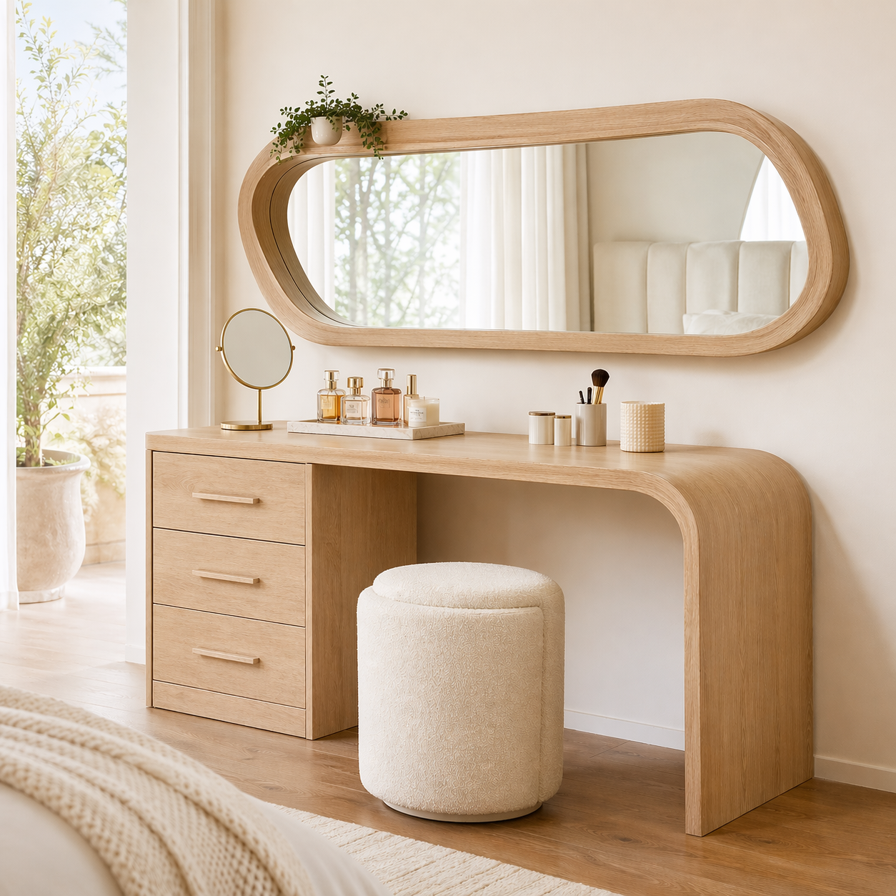 Modern Makeup Vanity Desk With Mirror Drawers Dressing Table Bedroom Furniture Set